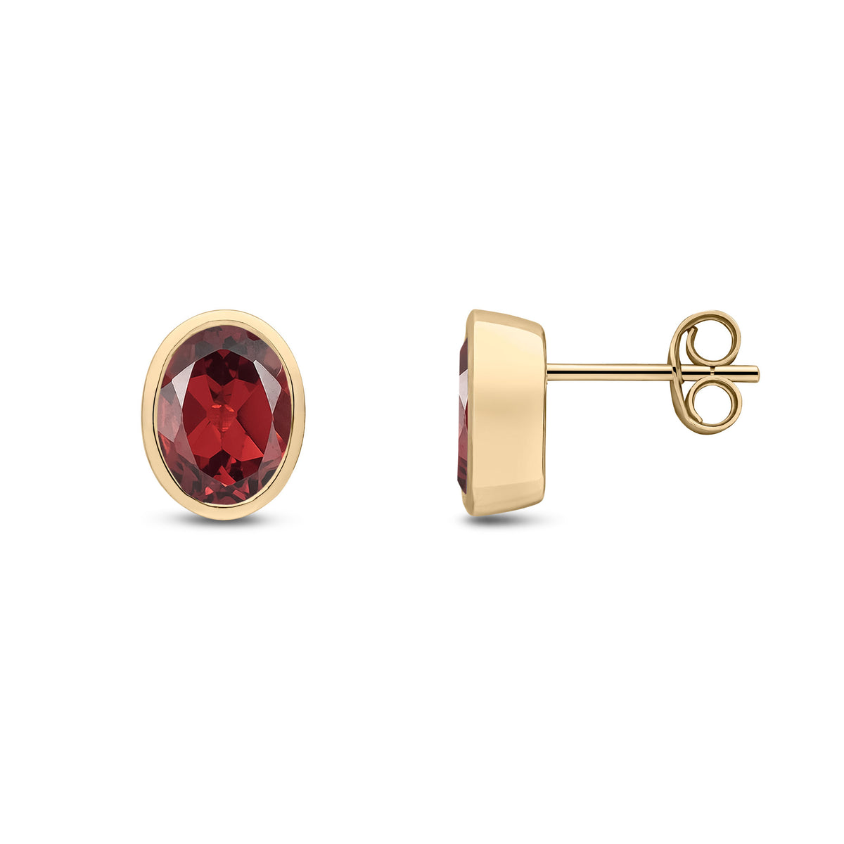 9CT YG 8X6 OVAL GARNET RUBOVER EARRINGS