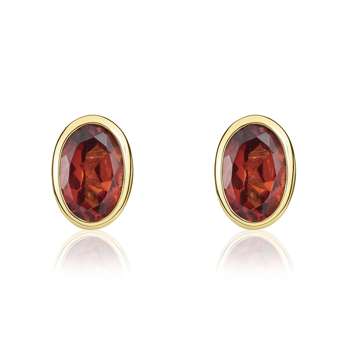 9CT YG 6X4 OVAL GARNET RUBOVER EARRINGS