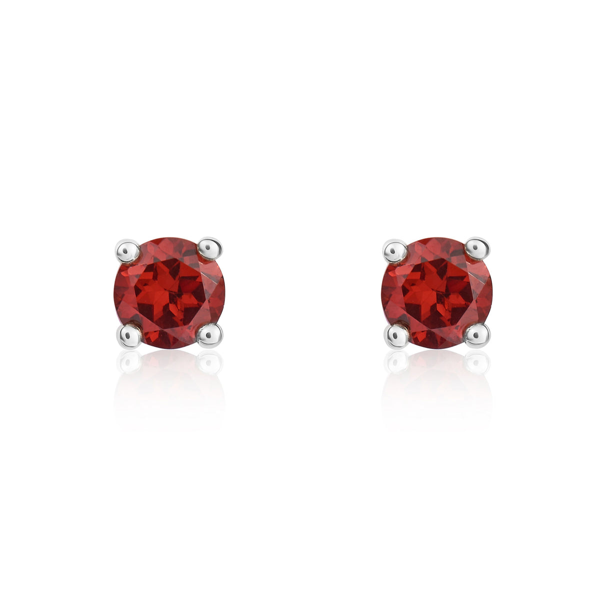 9CT WG 4MM ROUND GARNET 4 CLAW EARRINGS