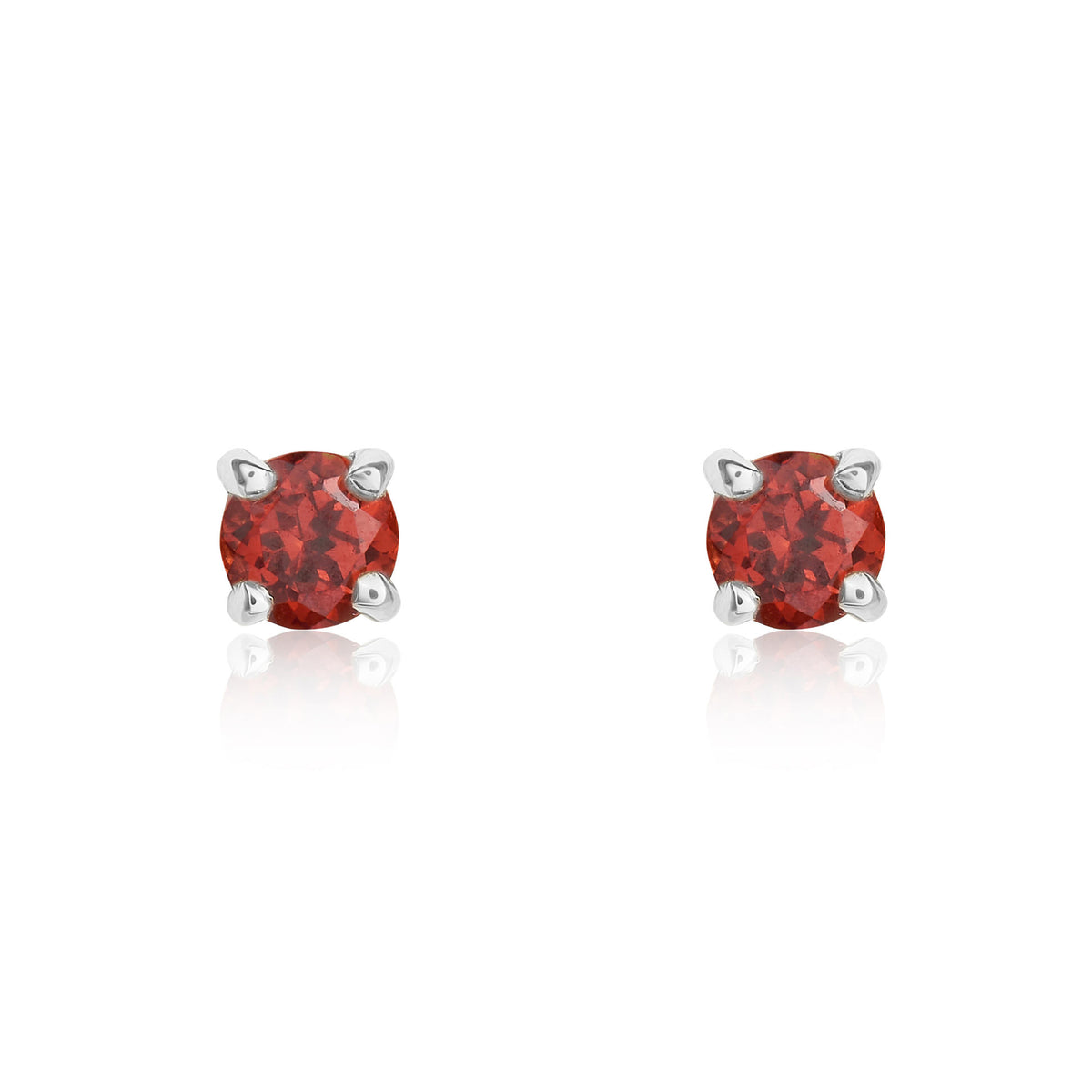 9CT WG 3MM ROUND GARNET 4 CLAW STUD EARRINGS
