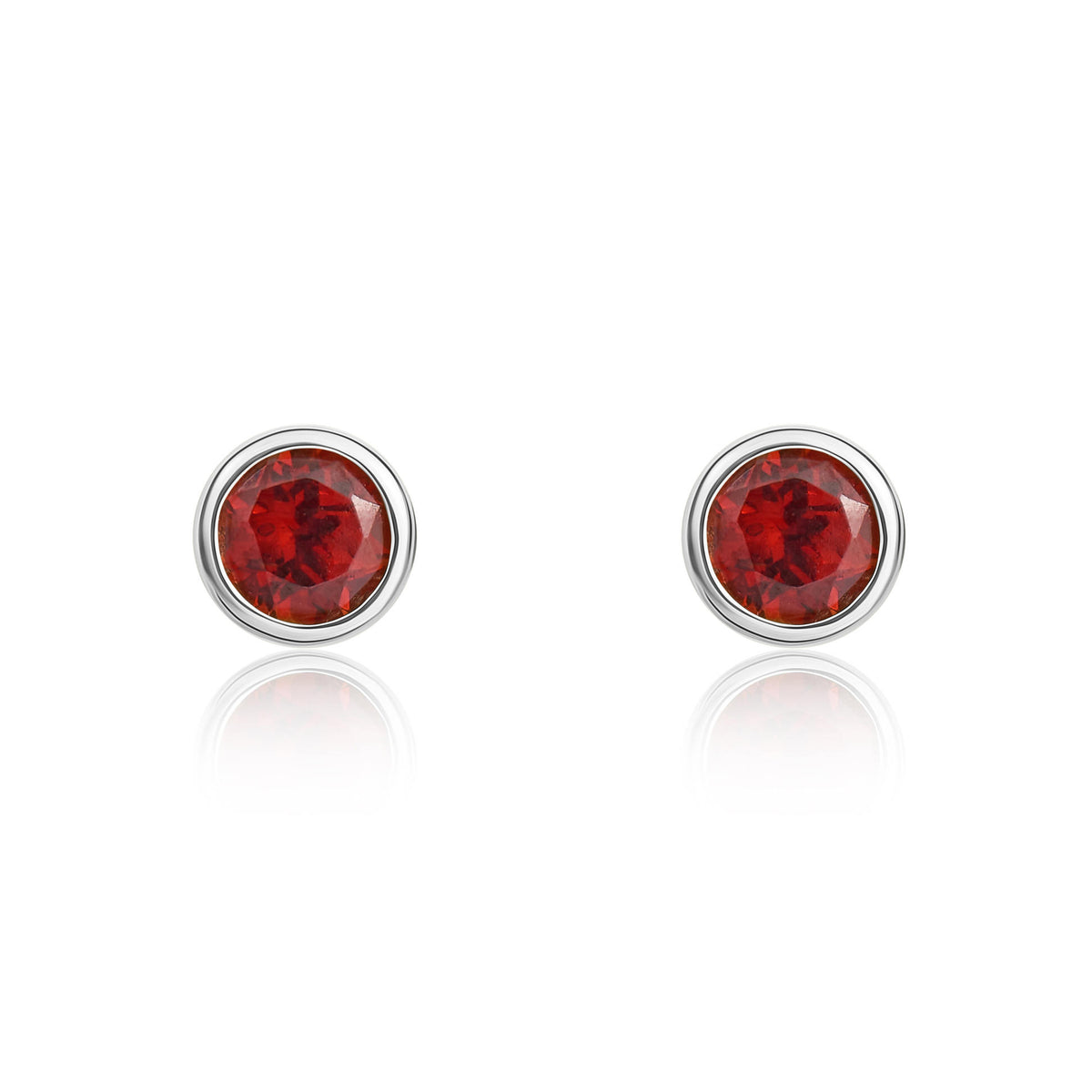 9CT WG 3MM ROUND GARNET RUBOVER EARRINGS