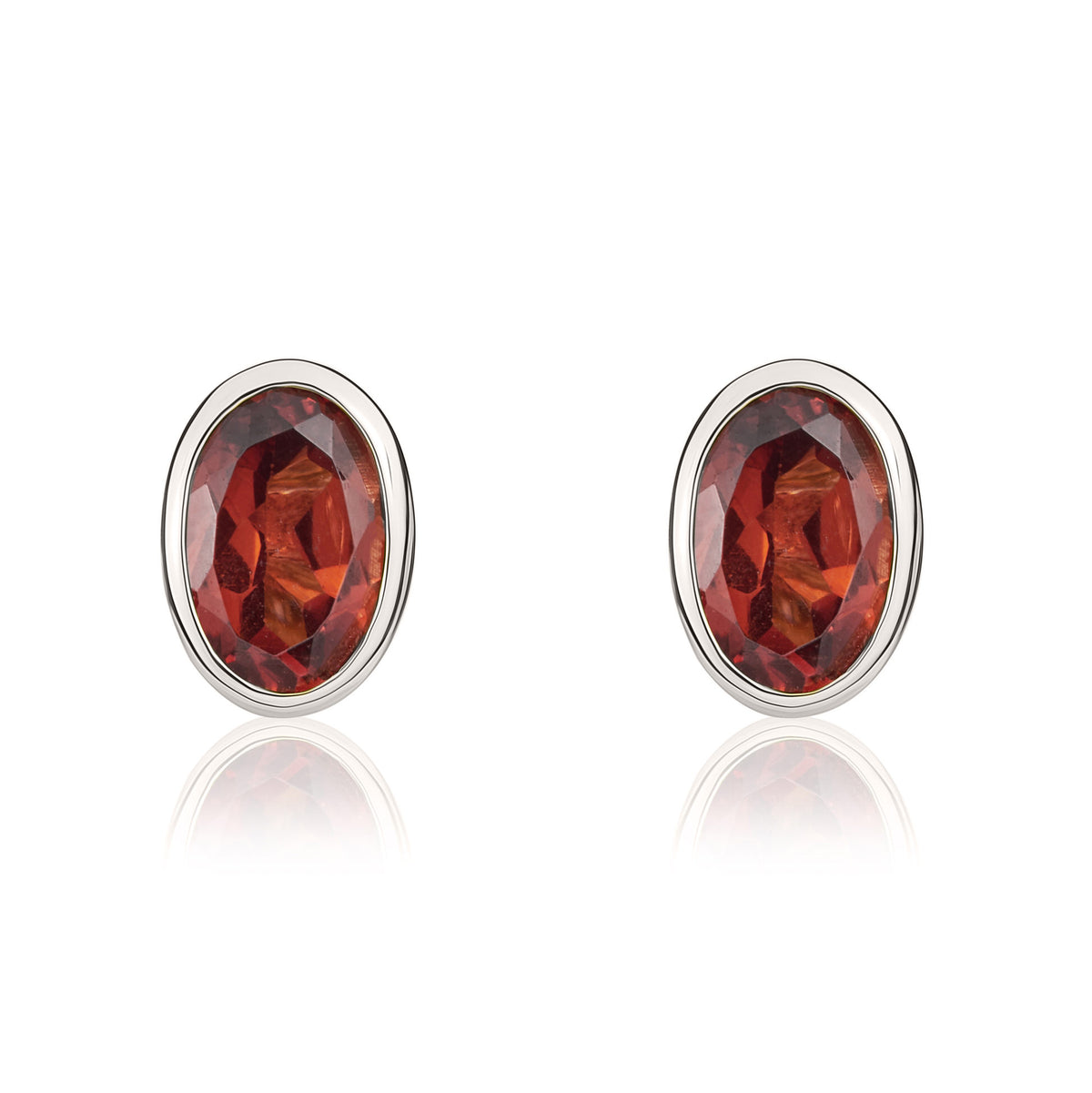 9CT WG 6X4 OVAL GARNET RUBOVER EARRINGS