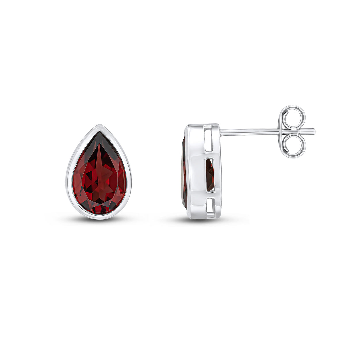 9CT WG 9X6 PEARSHAPE GARNET RUBOVER EARRINGS