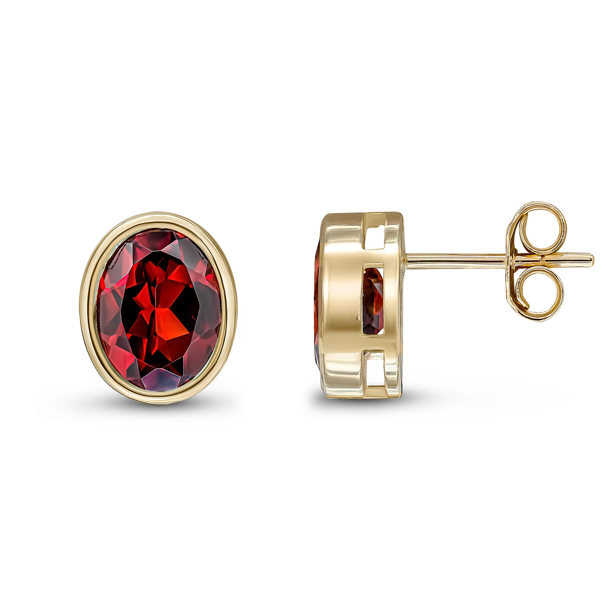 9CT YG 9X7 OVAL GARNET RUBOVER EARRINGS
