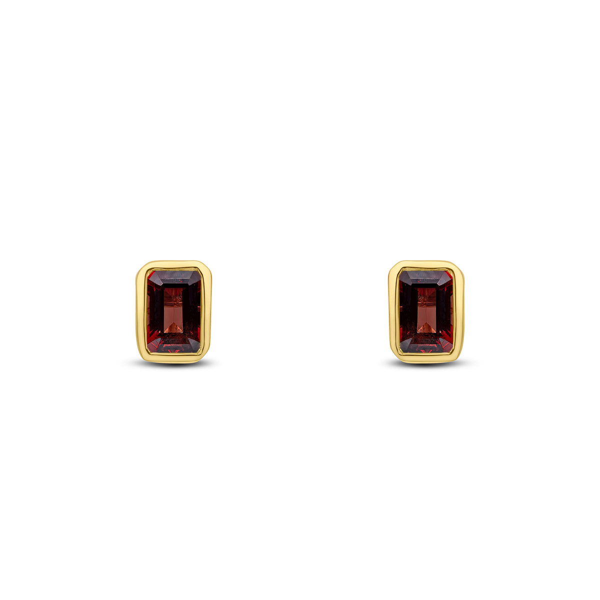 9CT YG 5X3 OCTAGON GARNET RUBOVER SET EARRINGS