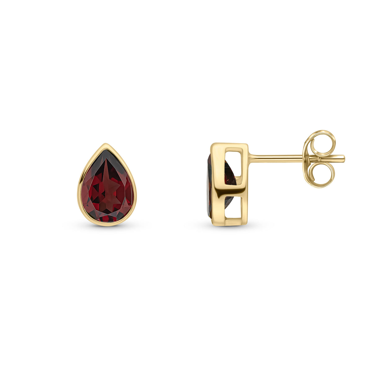 9CT YG 7X5 PEARSHAPE GARNET RUBOVER SET EARRINGS
