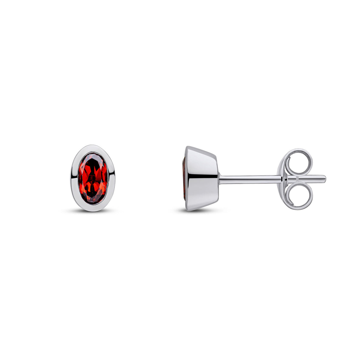 9CT WG 5X3 OVAL GARNET RUBOVER STUD EARRINGS