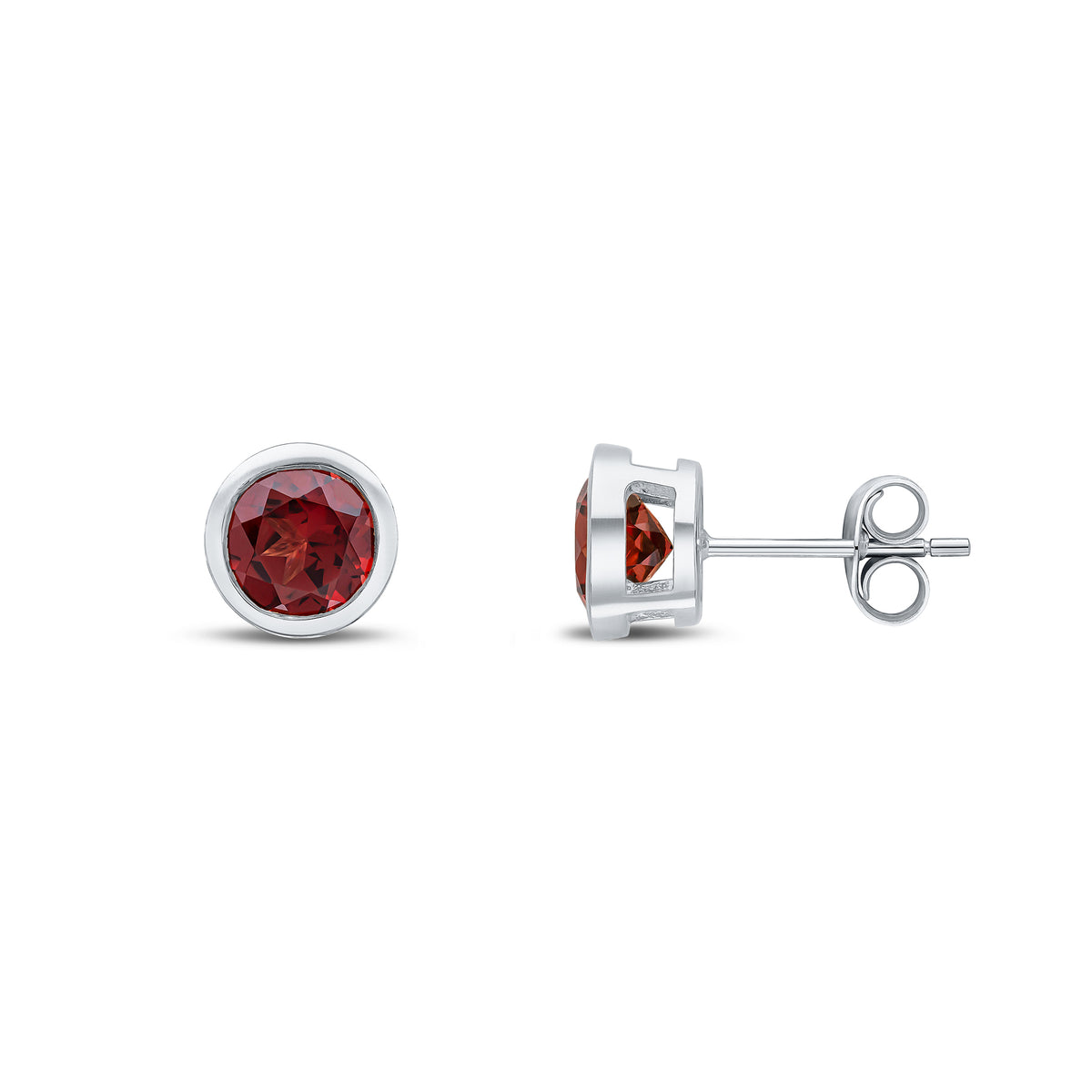 9CT WG 6MM ROUND GARNET RUBOVER EARRINGS