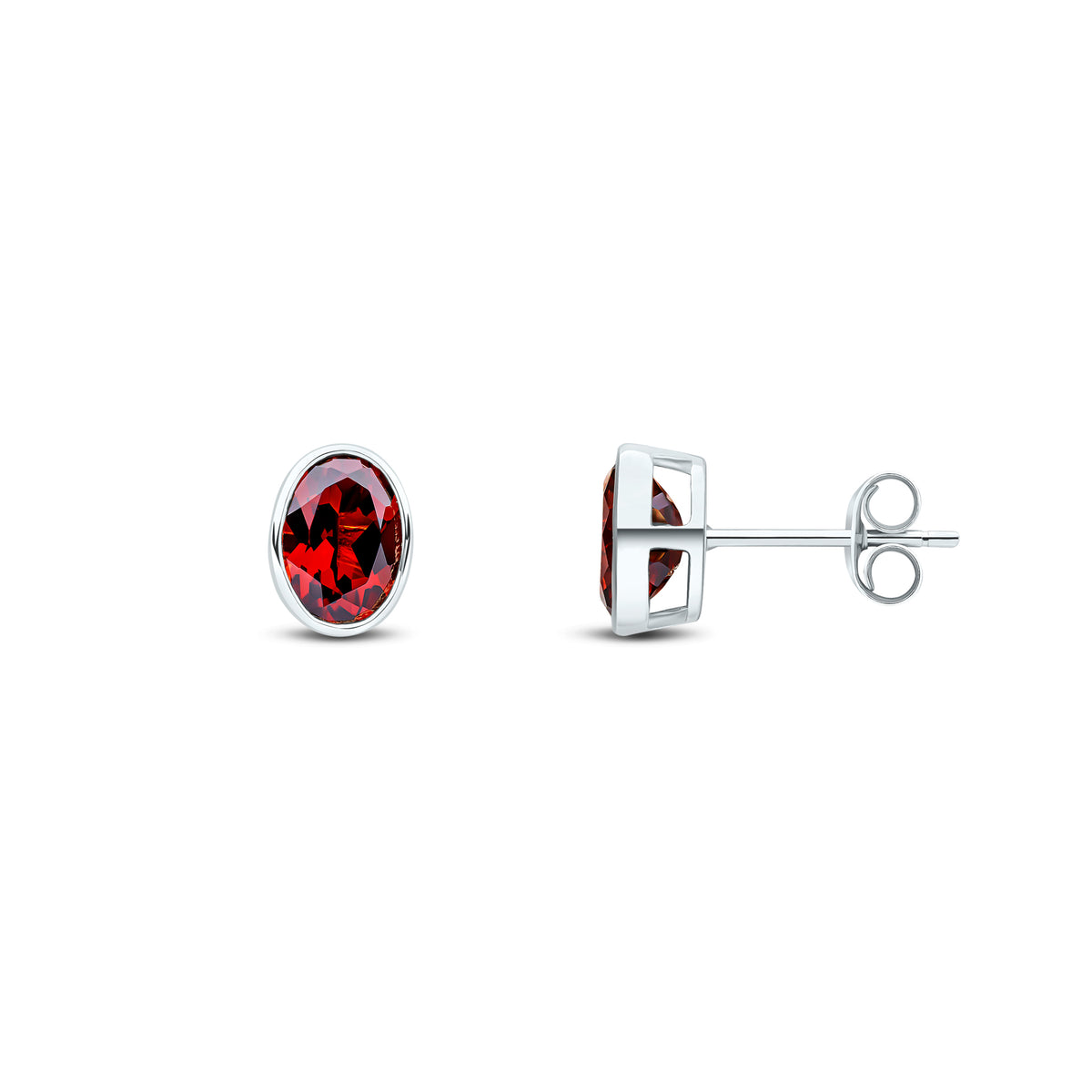 9CT WG 7X5 OVAL GARNET RUBOVER EARSTUDS