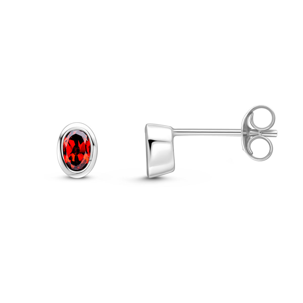 9CT WG 4X3 OVAL GARNET RUBOVER SET EARRINGS