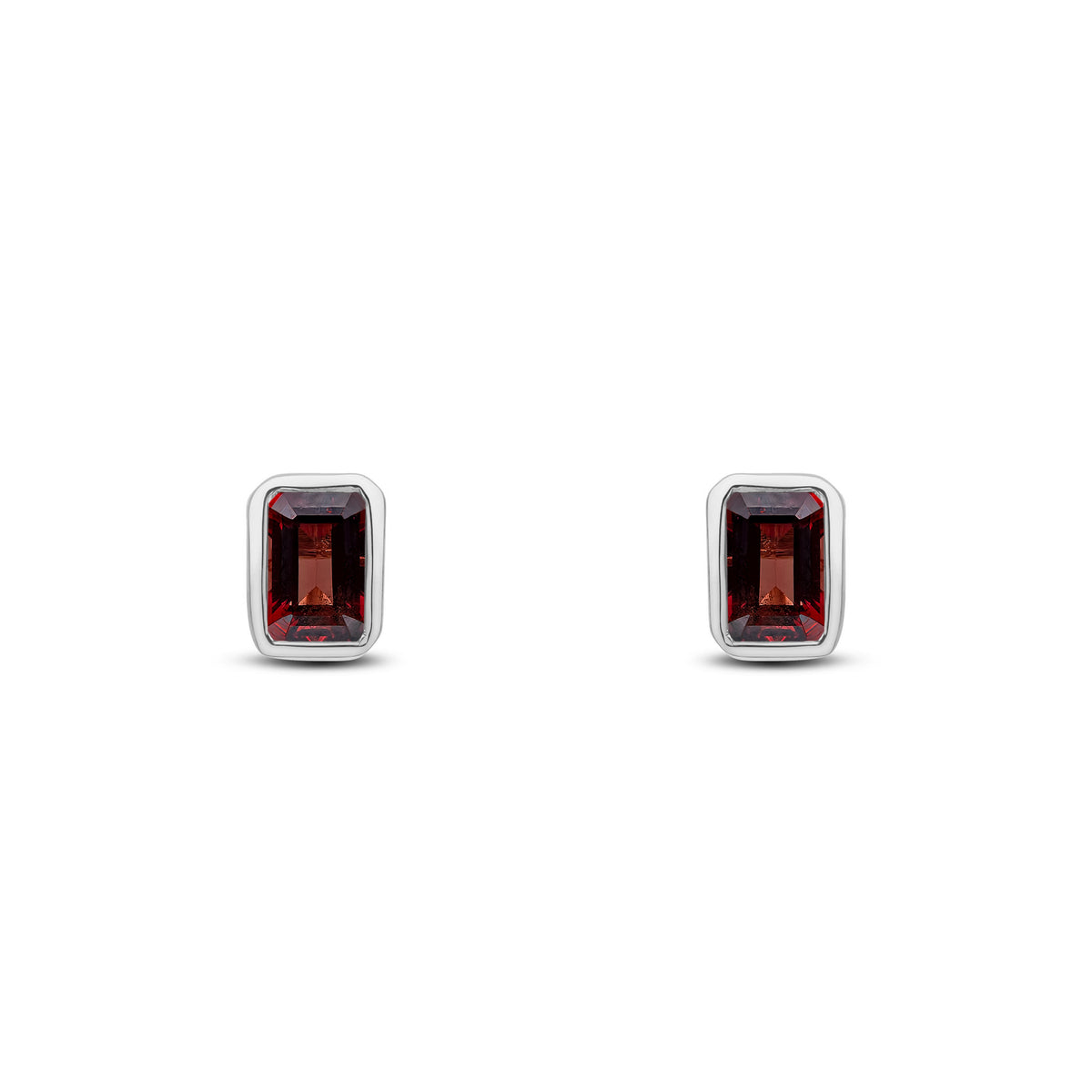 9CT WG 5X3 OCTAGON GARNET RUBOVER SET EARRINGS