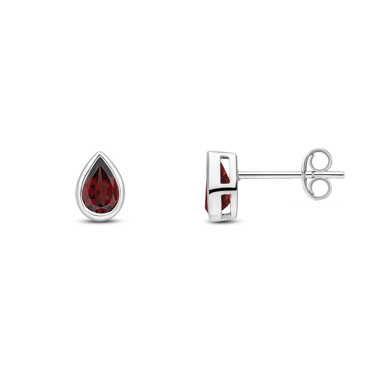9CT WG 6X4 PEARSHAPE GARNET RUBOVER SET EARRINGS