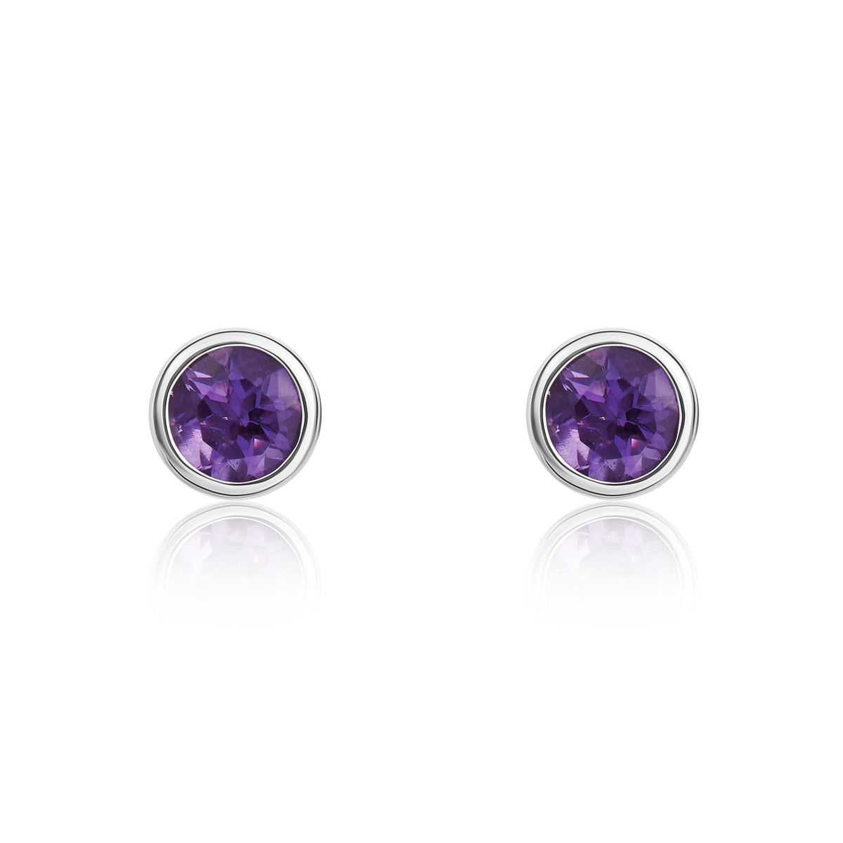 9CT WG 3MM ROUND AMETHYST RUBOVER EARRINGS