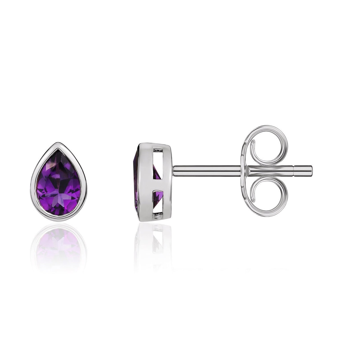 9CT WG 6X4 PEARSHAPE AMETHYST RUBOVER SET EARRINGS