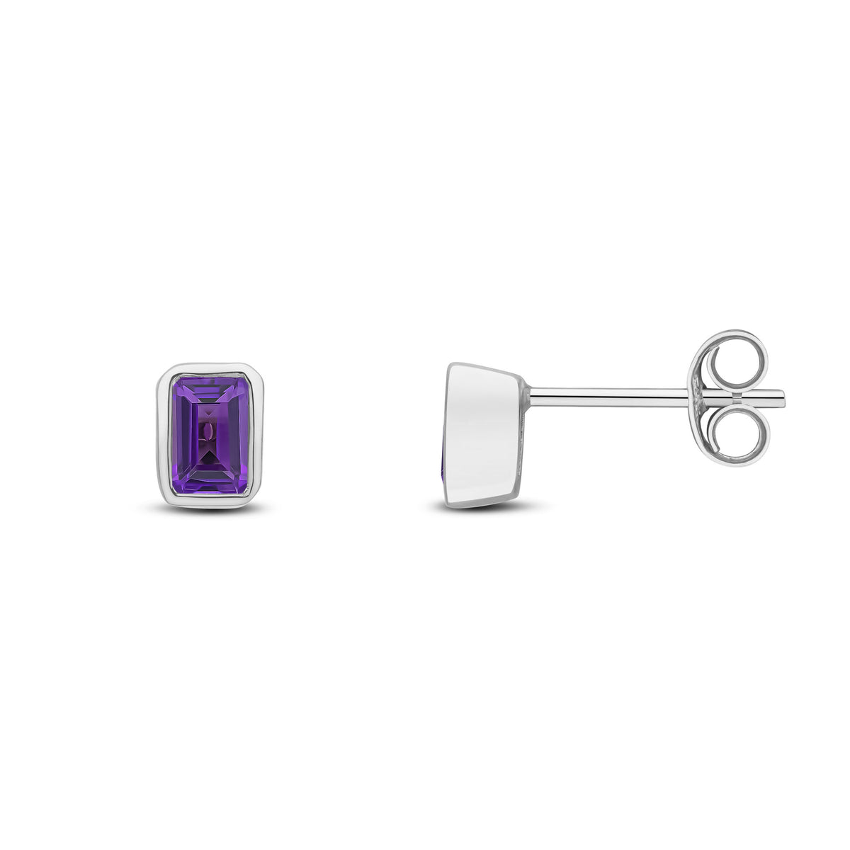 9CT WG 5X3 OCTAGON AMETHYST RUBOVER SET EARRINGS