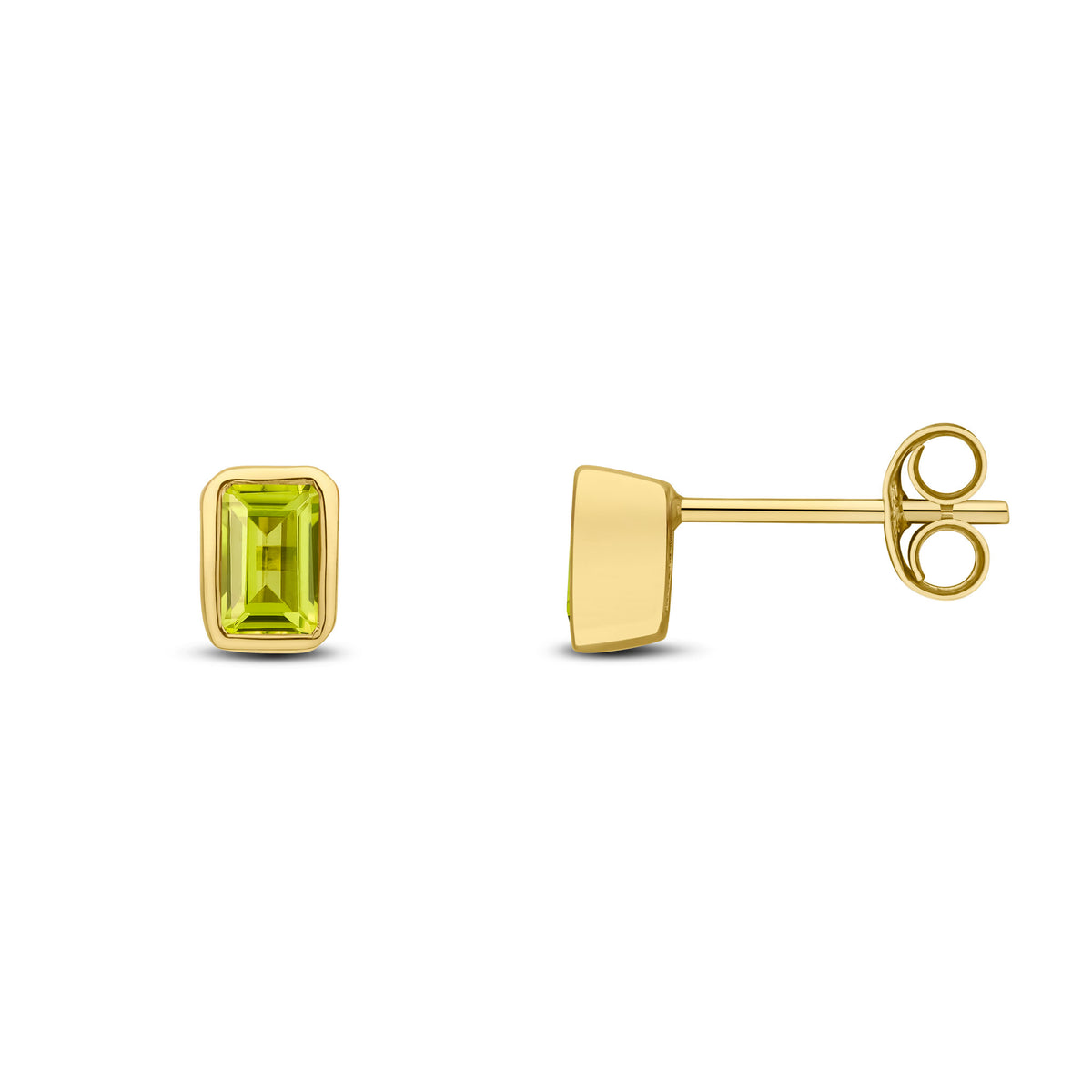 9CT YG 5X3 OCTAGON PERIDOT RUBOVER SET EARRINGS
