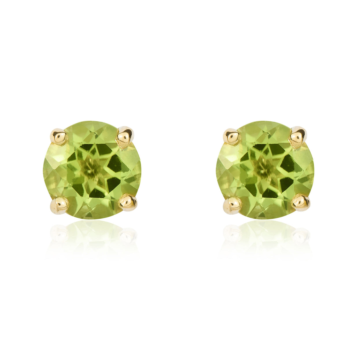 9CT YG 5MM ROUND PERIDOT CLAW SET EARRINGS