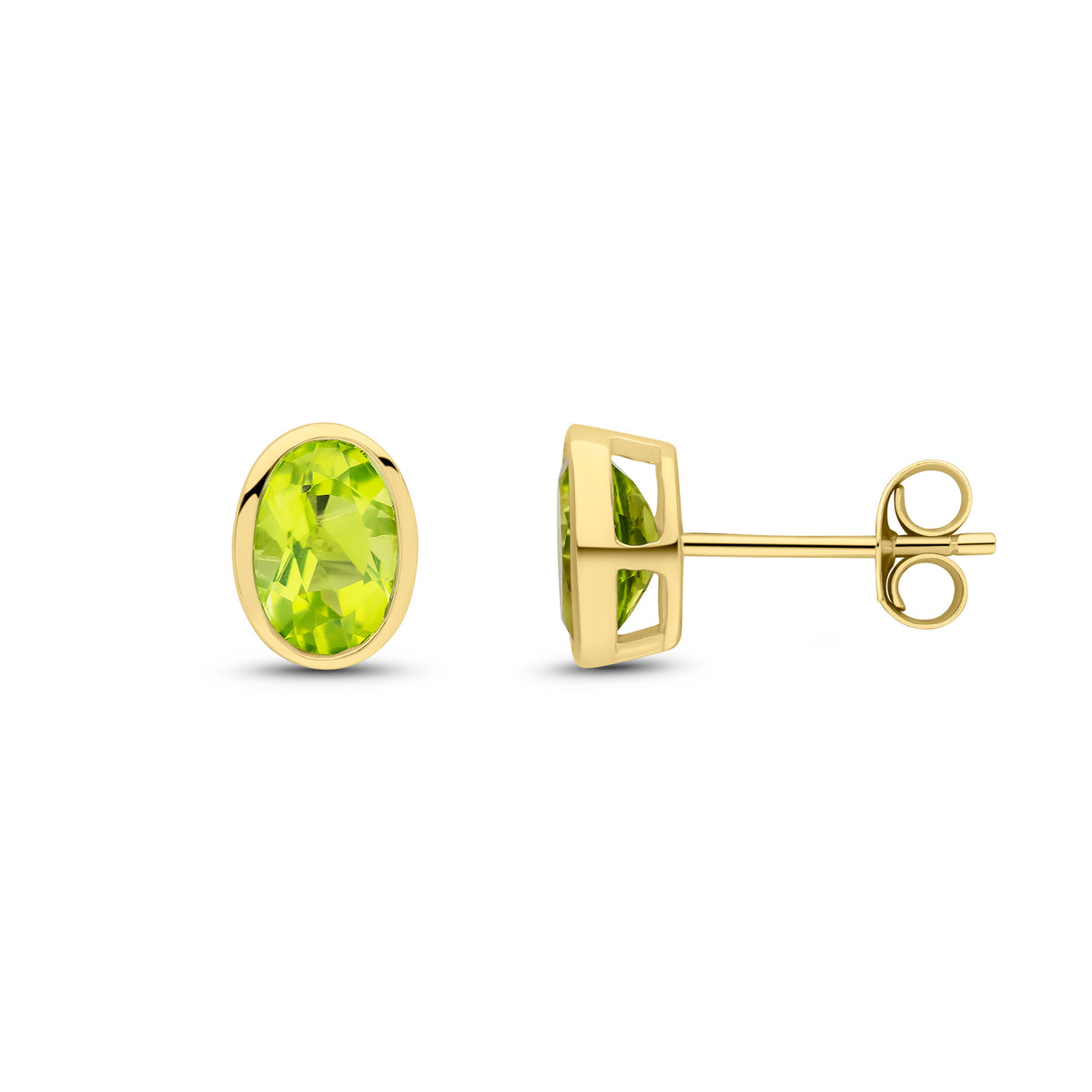 9CT YG 7X5 OVAL PERIDOT RUBOVER EARSTUDS