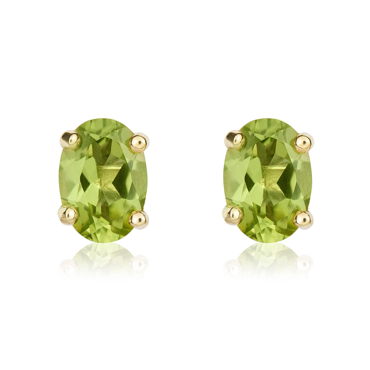 9CT YG 7X5 OVAL PERIDOT CLAW STUD EARRINGS
