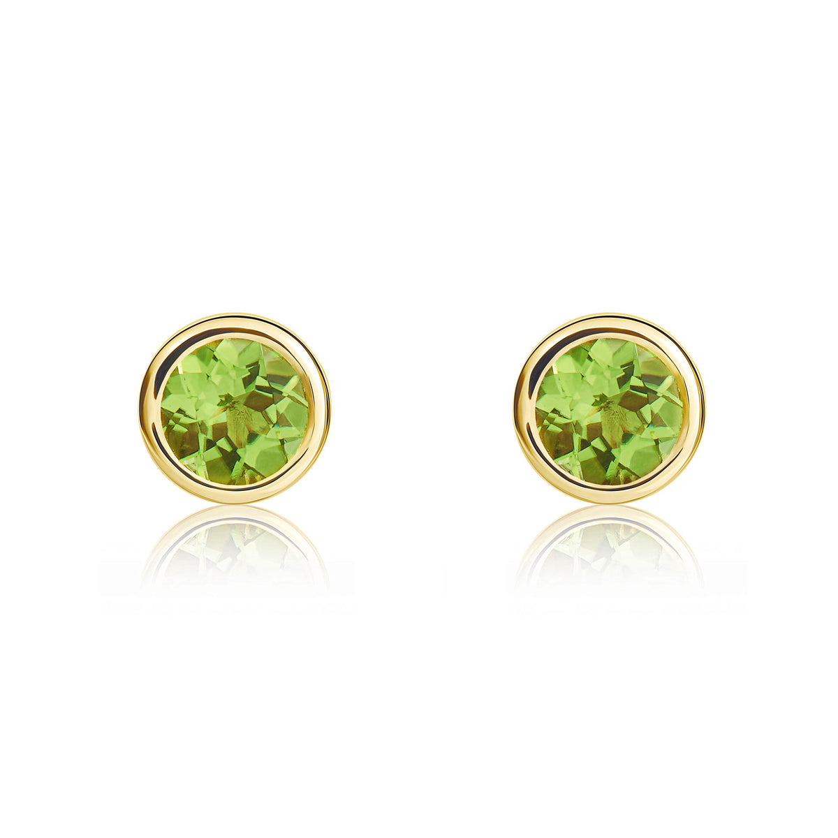9CT YG 4MM ROUND PERIDOT RUBOVER STUD EARRINGS