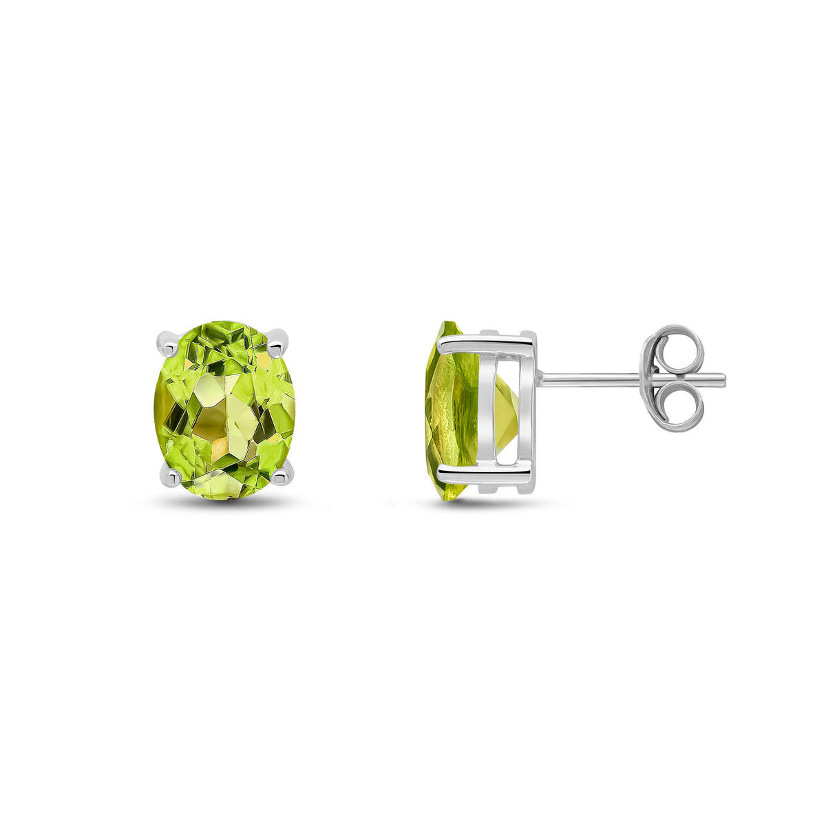 9CT WG 9X7 OVAL PERIDOT CLAW EARRINGS