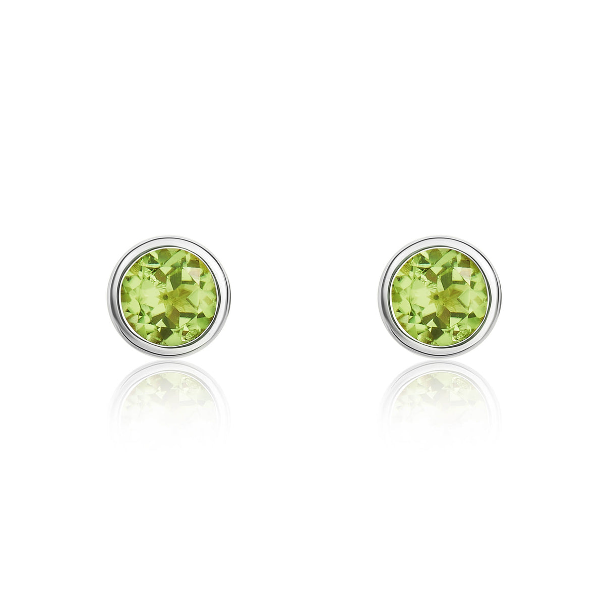 9CT WG 3MM ROUND PERIDOT RUBOVER EARRINGS