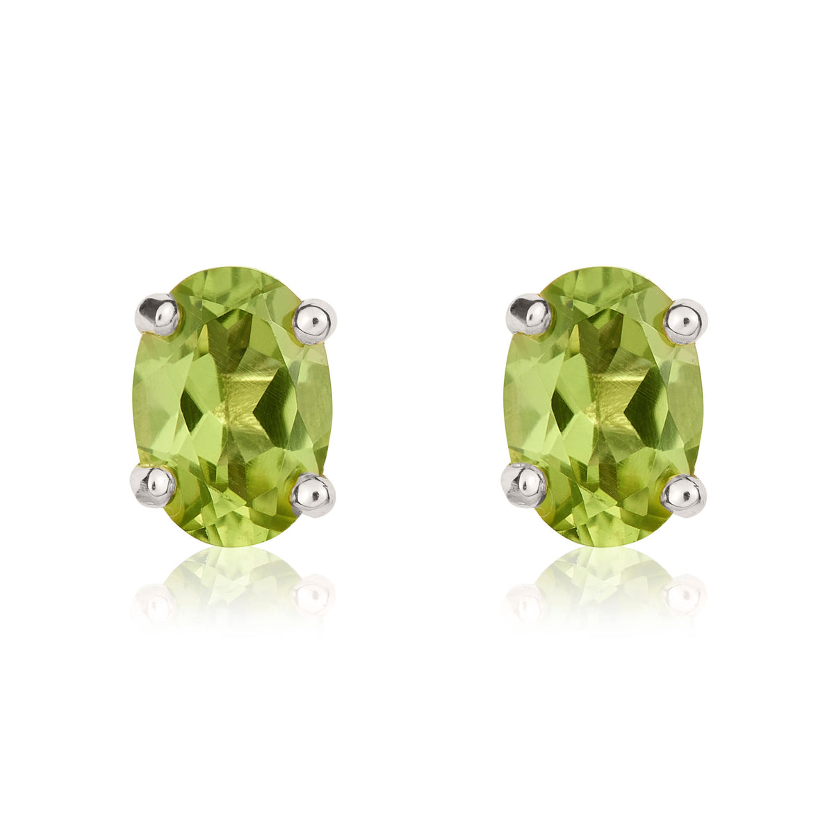 9CT WG 7X5 OVAL PERIDOT CLAW STUD EARRINGS