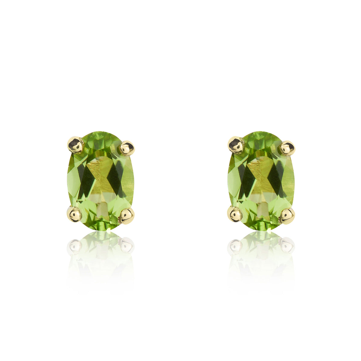 9CT YG 6X4 OVAL PERIDOT CLAW SET EARRINGS