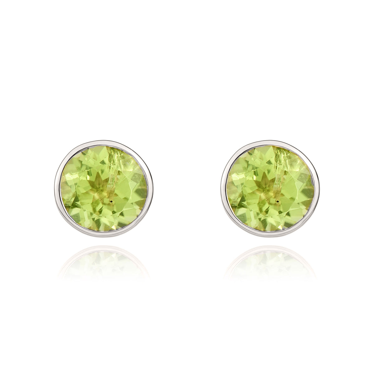9CT WG 5MM ROUND PERIDOT RUBOVER STUD EARRINGS