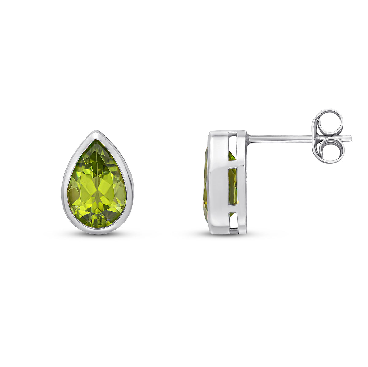 9CT WG 9X6 PEARSHAPE PERIDOT RUBOVER EARRINGS