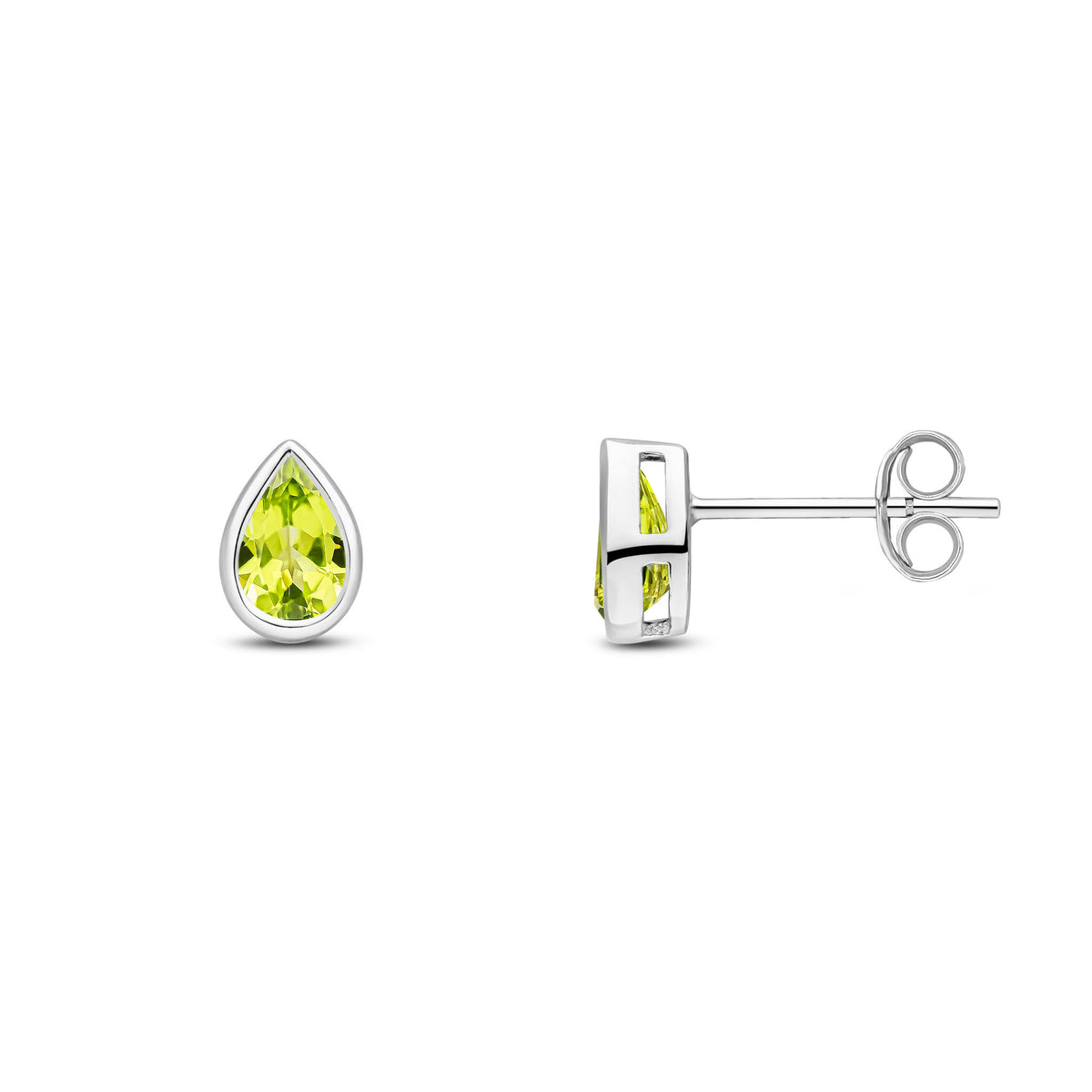 9CT WG 6X4 PEARSHAPE PERIDOT RUBOVER SET EARRINGS