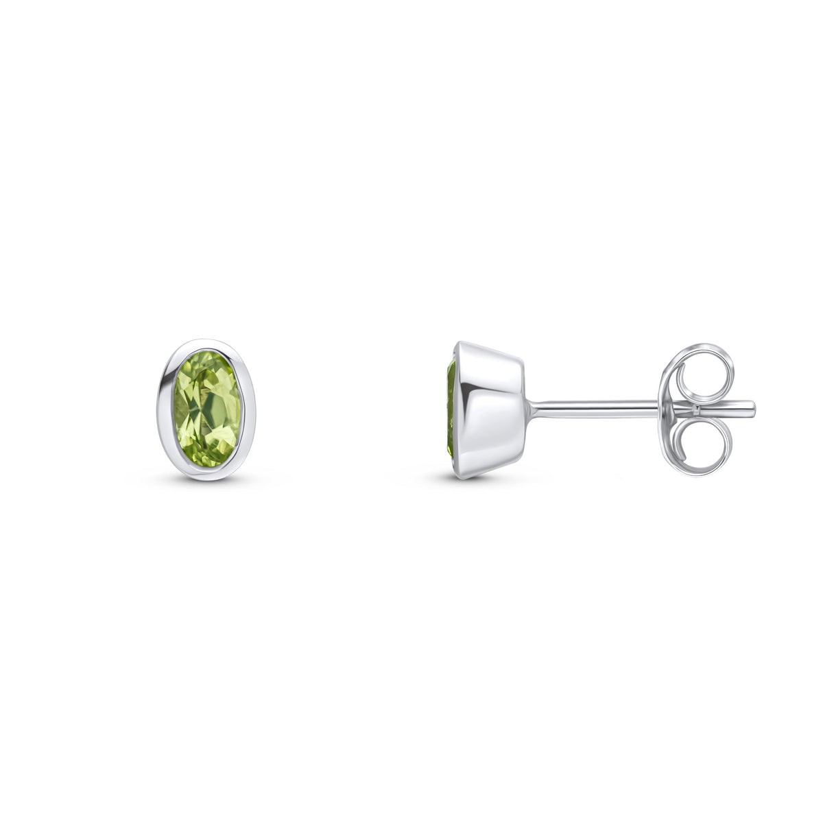 9CT WG 5X3MM OVAL PERIDOT RUBOVER EARRINGS
