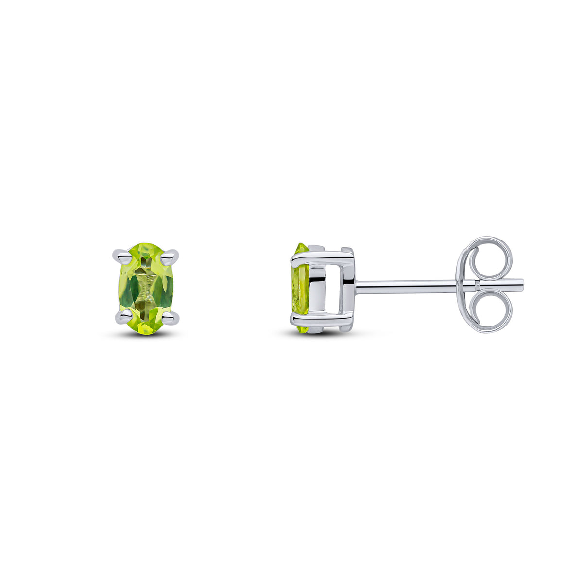 9CT WG 5X3 OVAL PERIDOT CLAW SET EARRINGS