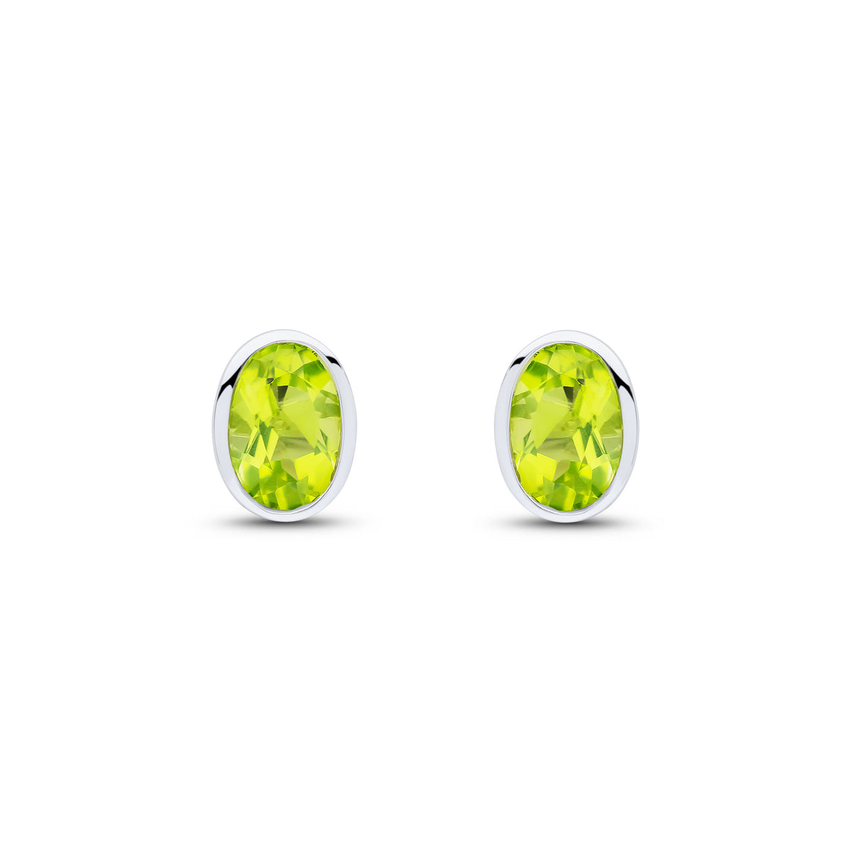9CT WG 7X5 OVAL PERIDOT RUBOVER EARSTUDS