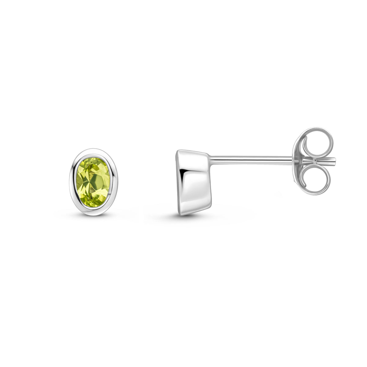 9CT WG 4X3 OVAL PERIDOT RUBOVER SET EARRINGS