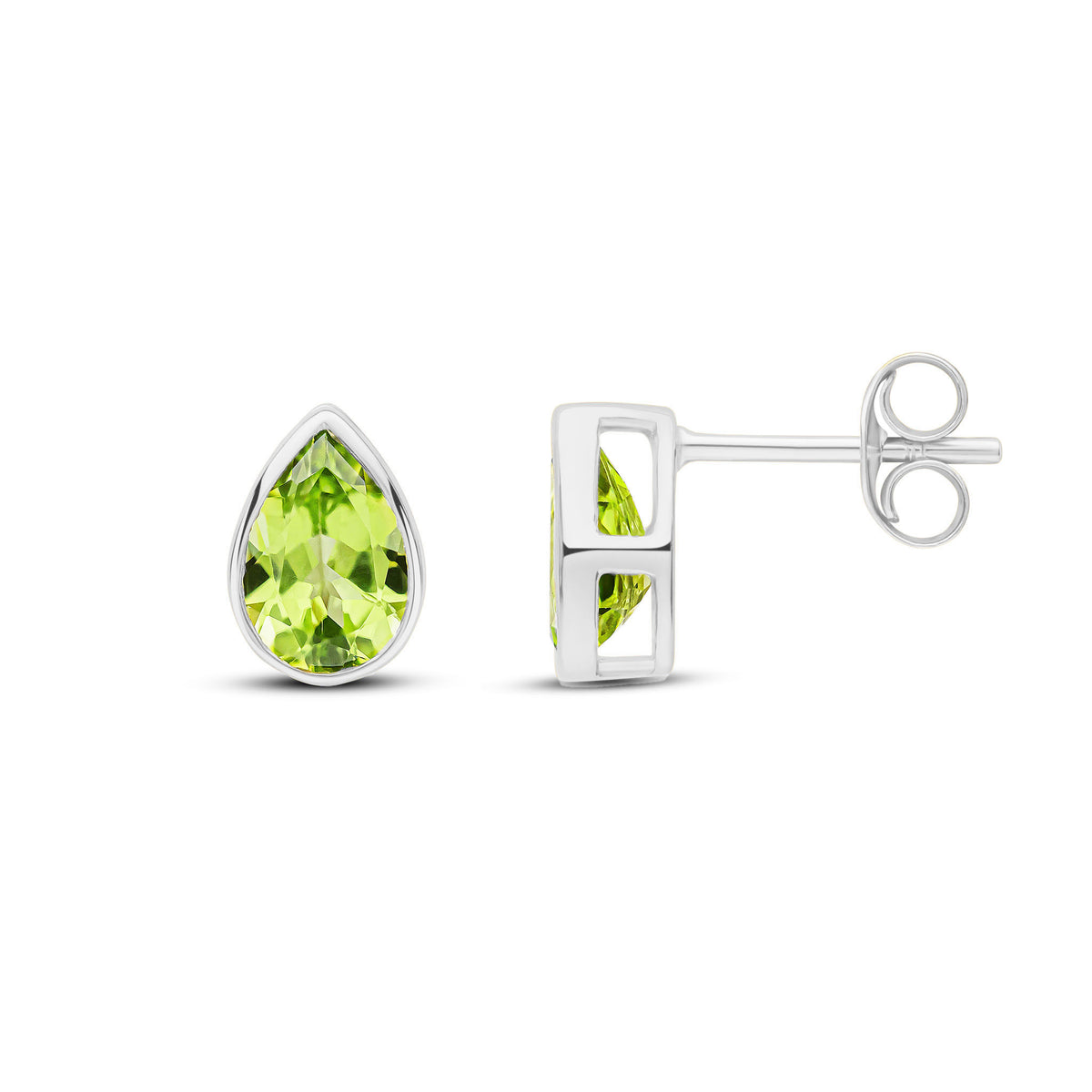 9CT WG 7X5 PEARSHAPE PERIDOT RUBOVER SET EARRINGS