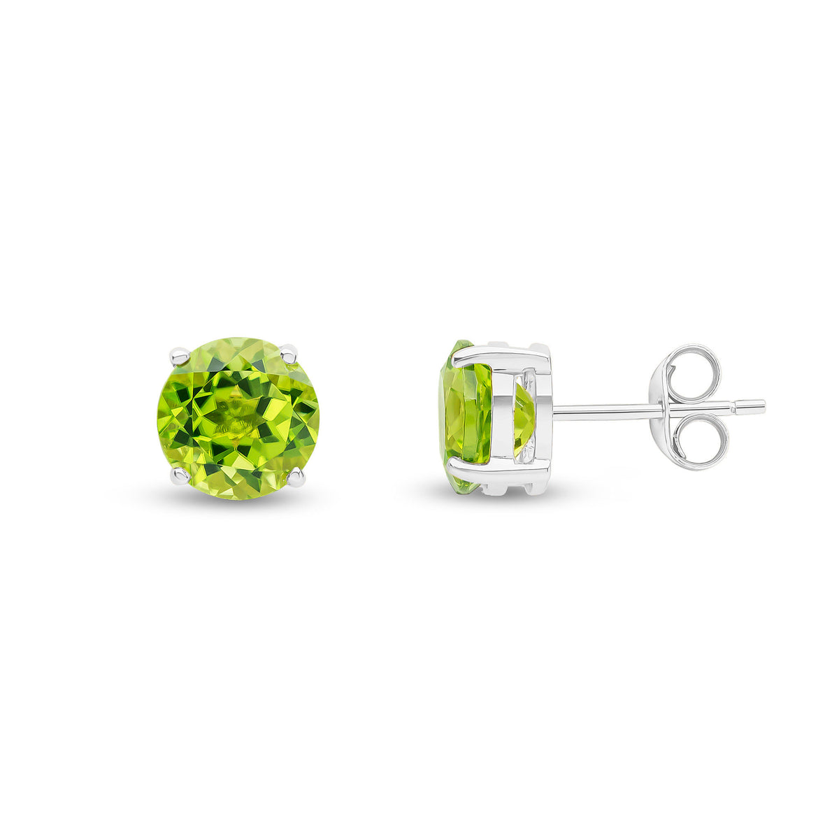 9CT WG 7MM ROUND PERIDOT CLAW SET EARRINGS