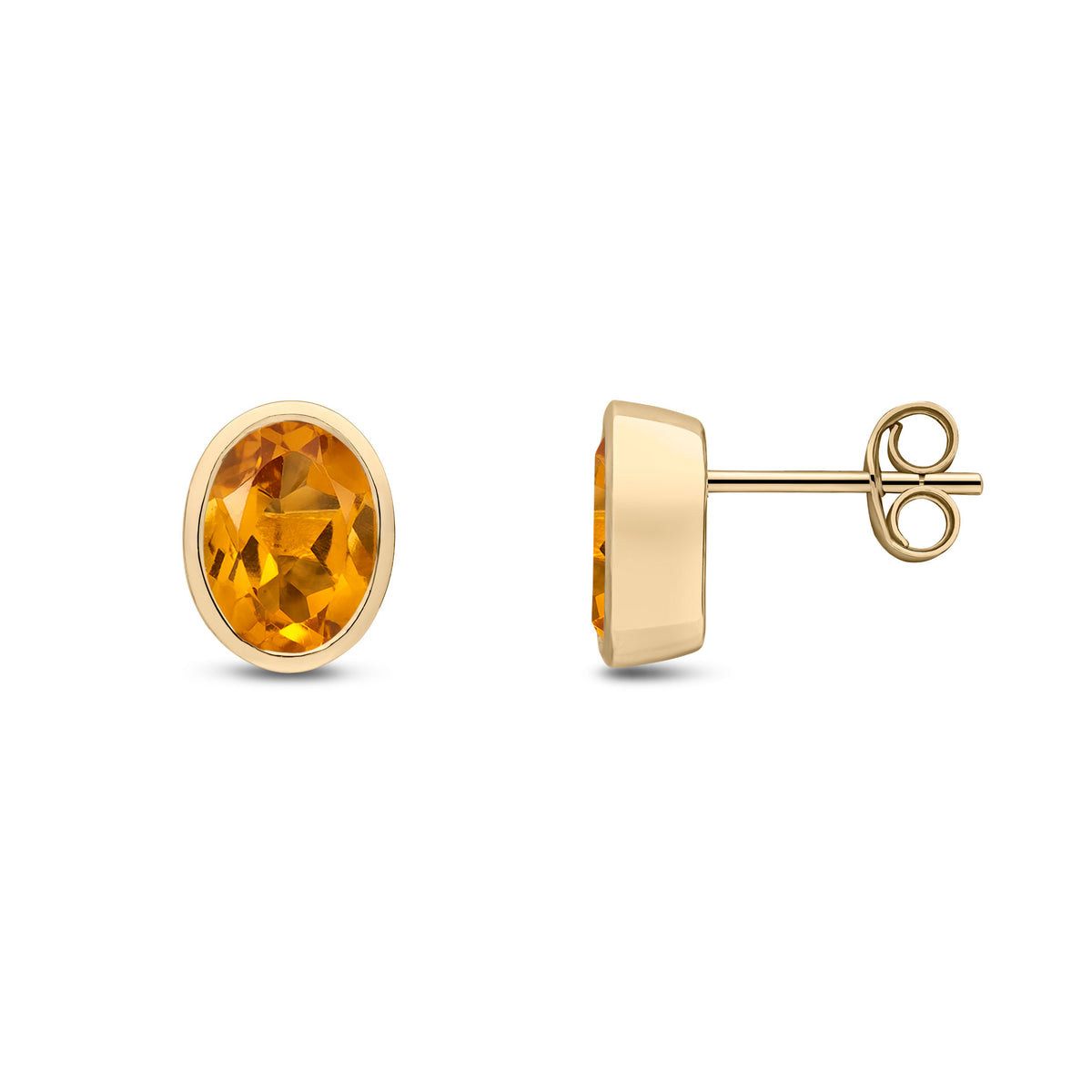 9CT YG 8X6 OVAL CITRINE RUBOVER EARRINGS