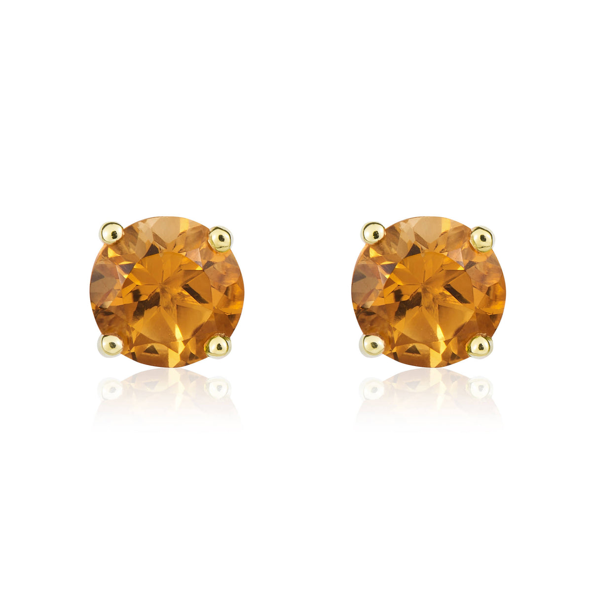 9CT YG 5MM ROUND CITRINE CLAW SET EARRINGS