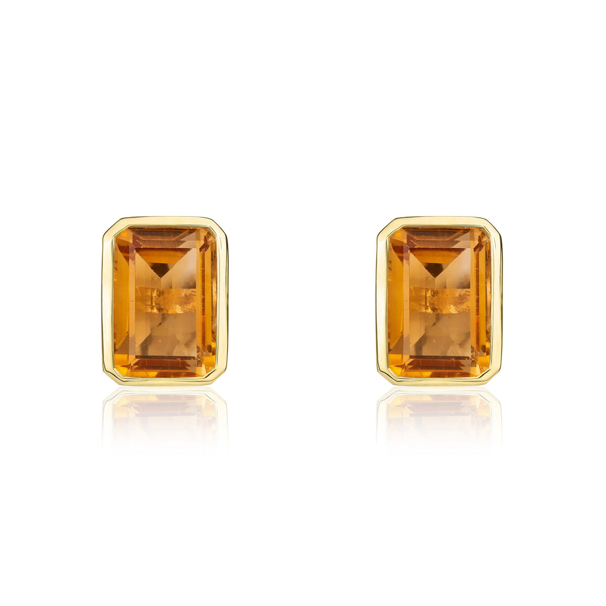 9CT YG 7X5MM OCTAGON CITRINE RUBOVER EARRINGS