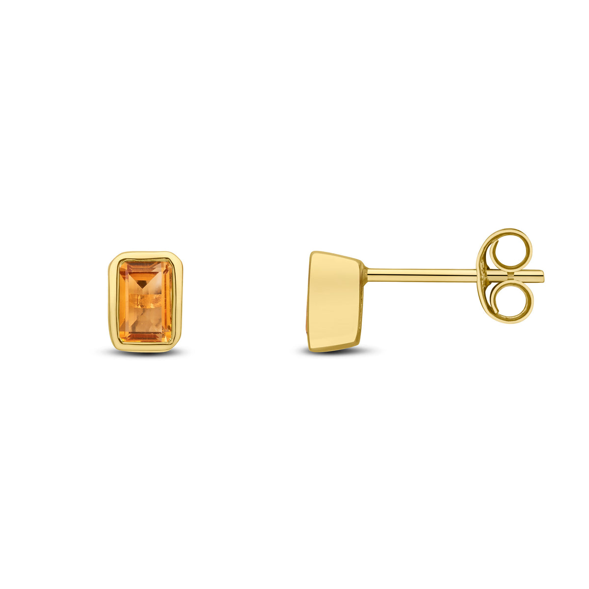 9CT YG 5X3 OCTAGON CITRINE RUBOVER SET EARRINGS
