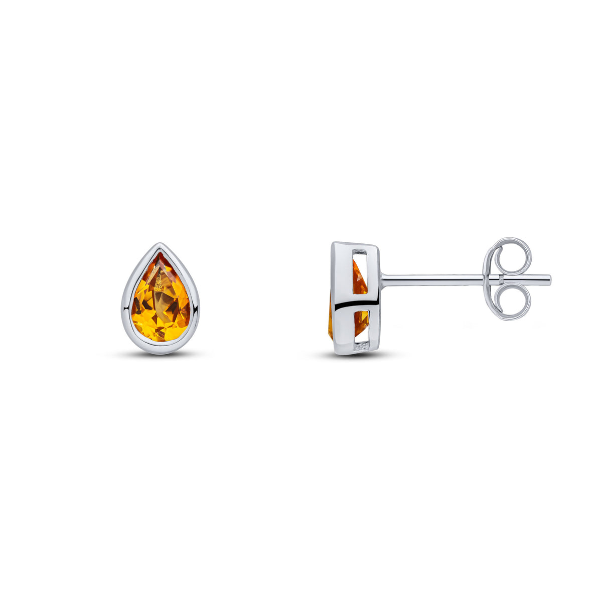 9CT WG 6X4 PEARSHAPE CITRINE RUBOVER SET EARRINGS