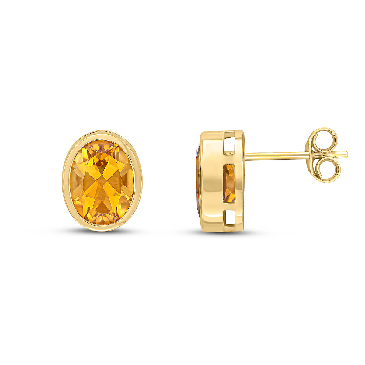 9CT YG 9X7 OVAL CITRINE RUBOVER EARRINGS