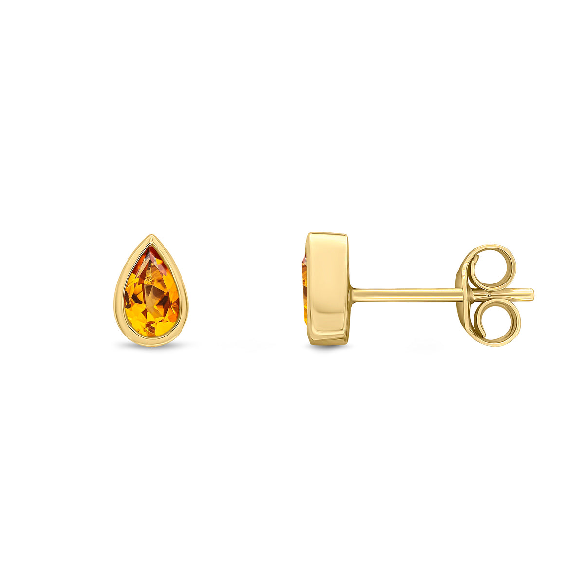 9CT YG 5X3 PEARSHAPE CITRINE RUBOVER SET EARRINGS