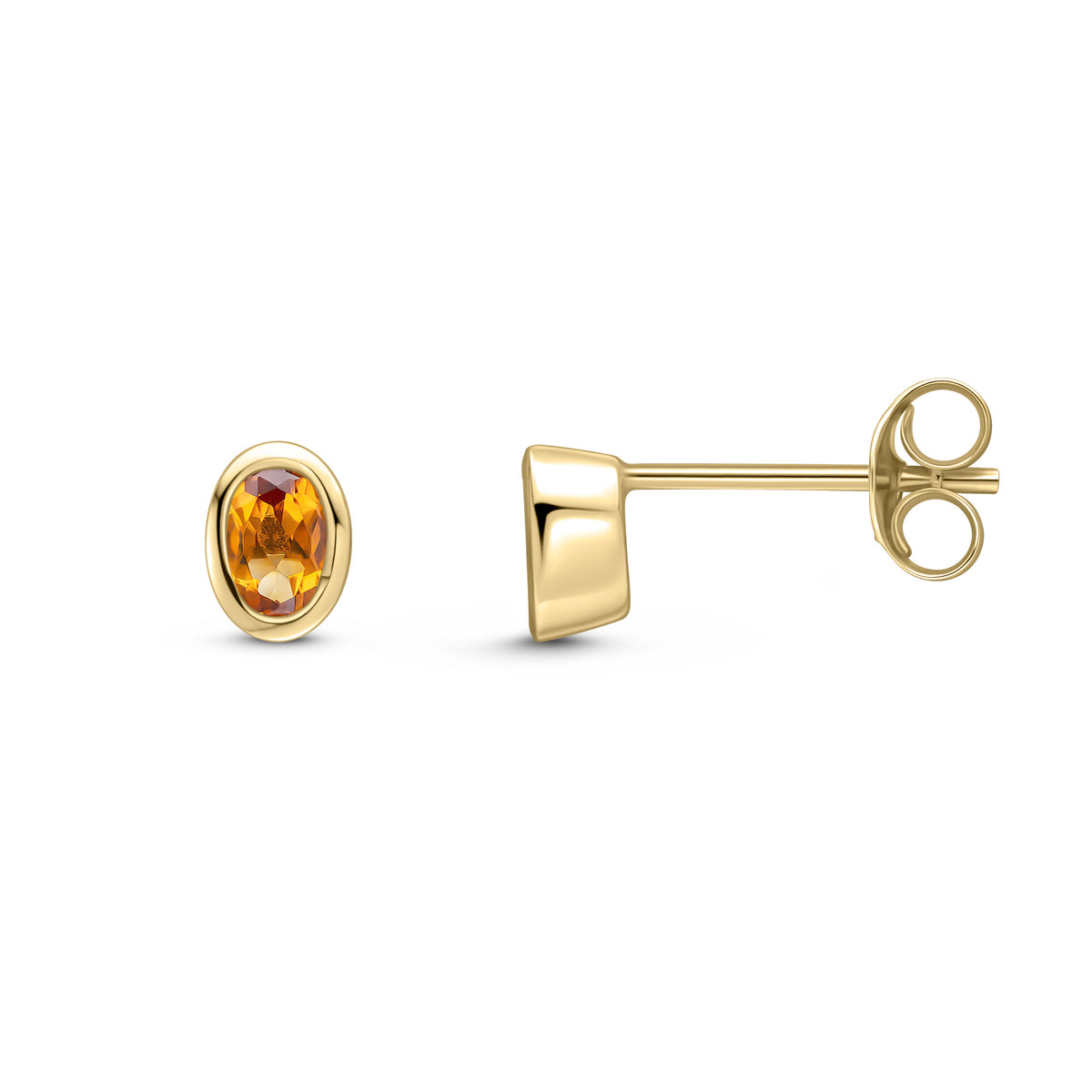 9CT YG 4X3 OVAL CITRINE RUBOVER SET EARRINGS
