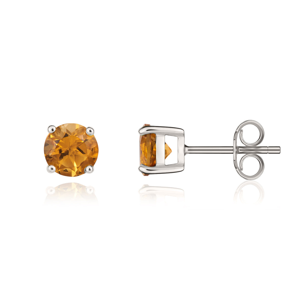 9CT WG 5MM ROUND CITRINE CLAW STUD EARRINGS
