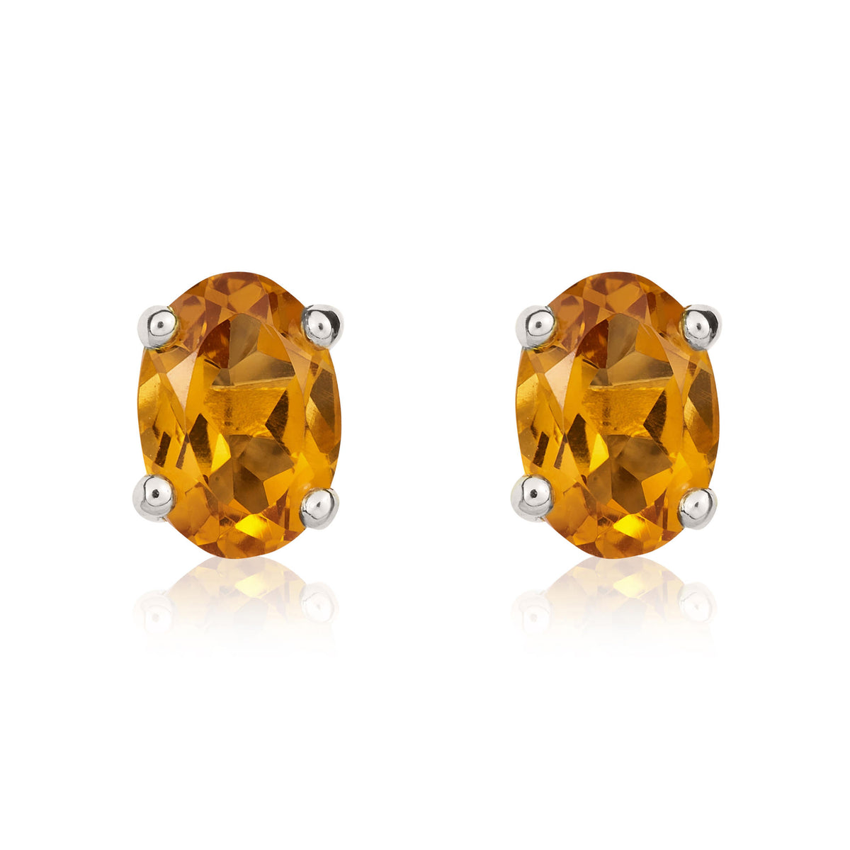9WG 7X5 OVAL CITRINE CLAW STUD EARRINGS