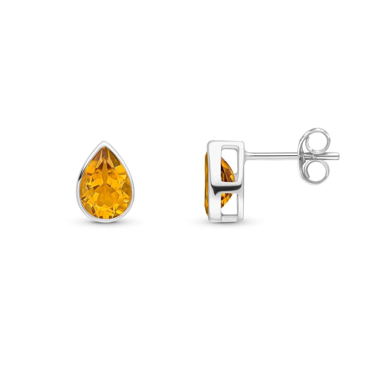 9CT WG 7X5 PEARSHAPE CITRINE RUBOVER SET EARRINGS