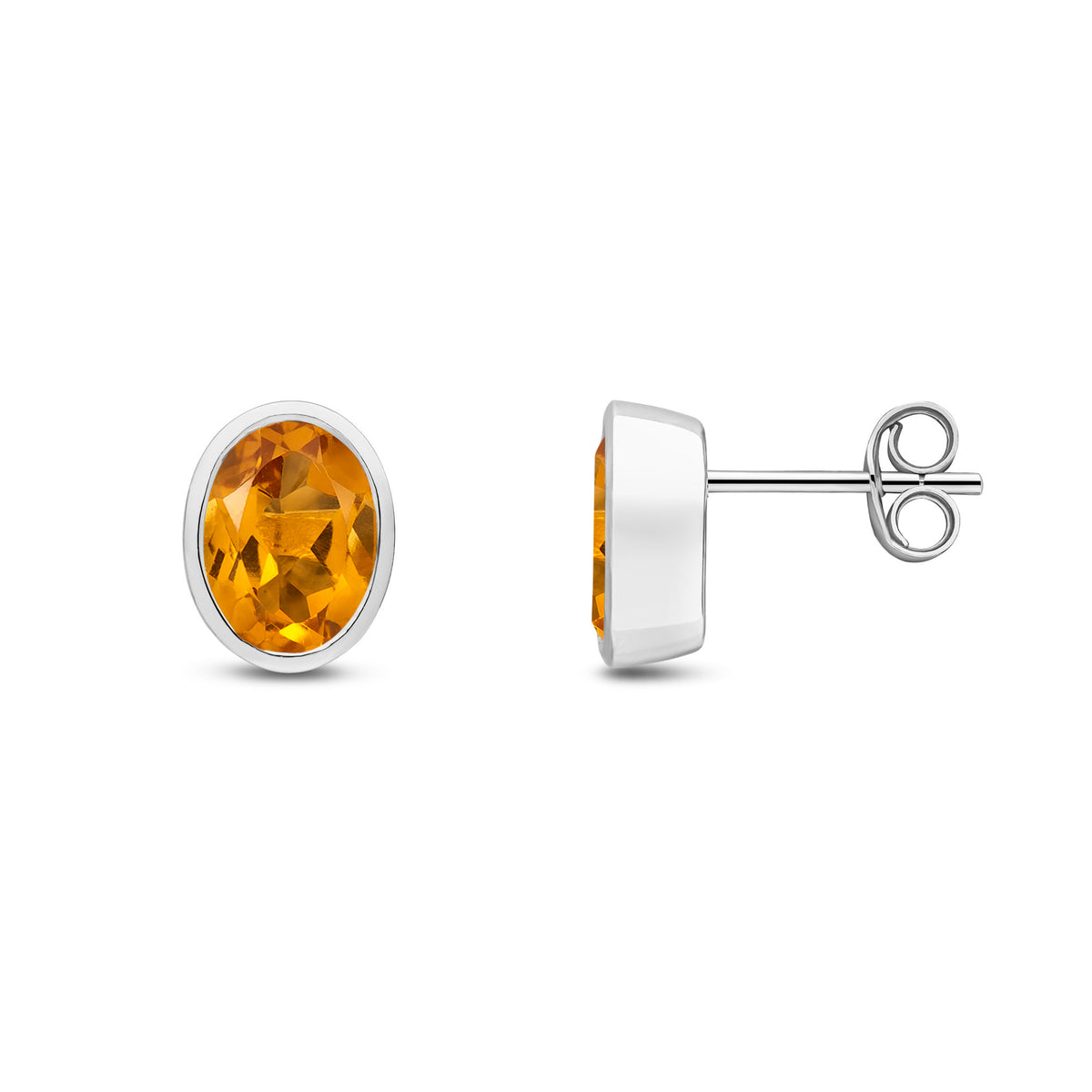 9CT WG 8X6 OVAL CITRINE RUBOVER EARRINGS