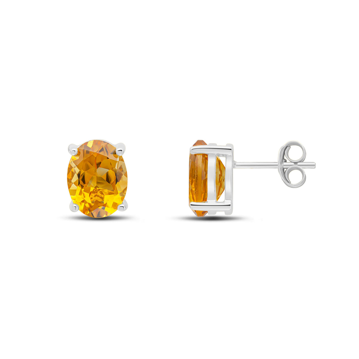 9CT WG 9X7 OVAL CITRINE CLAW EARRINGS